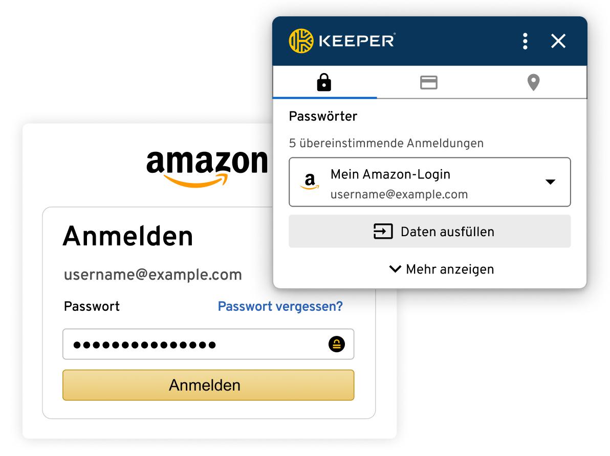 Schützen Sie Passwörter und füllen Sie sie mit KeeperFill<sup>®</sup> automatisch aus