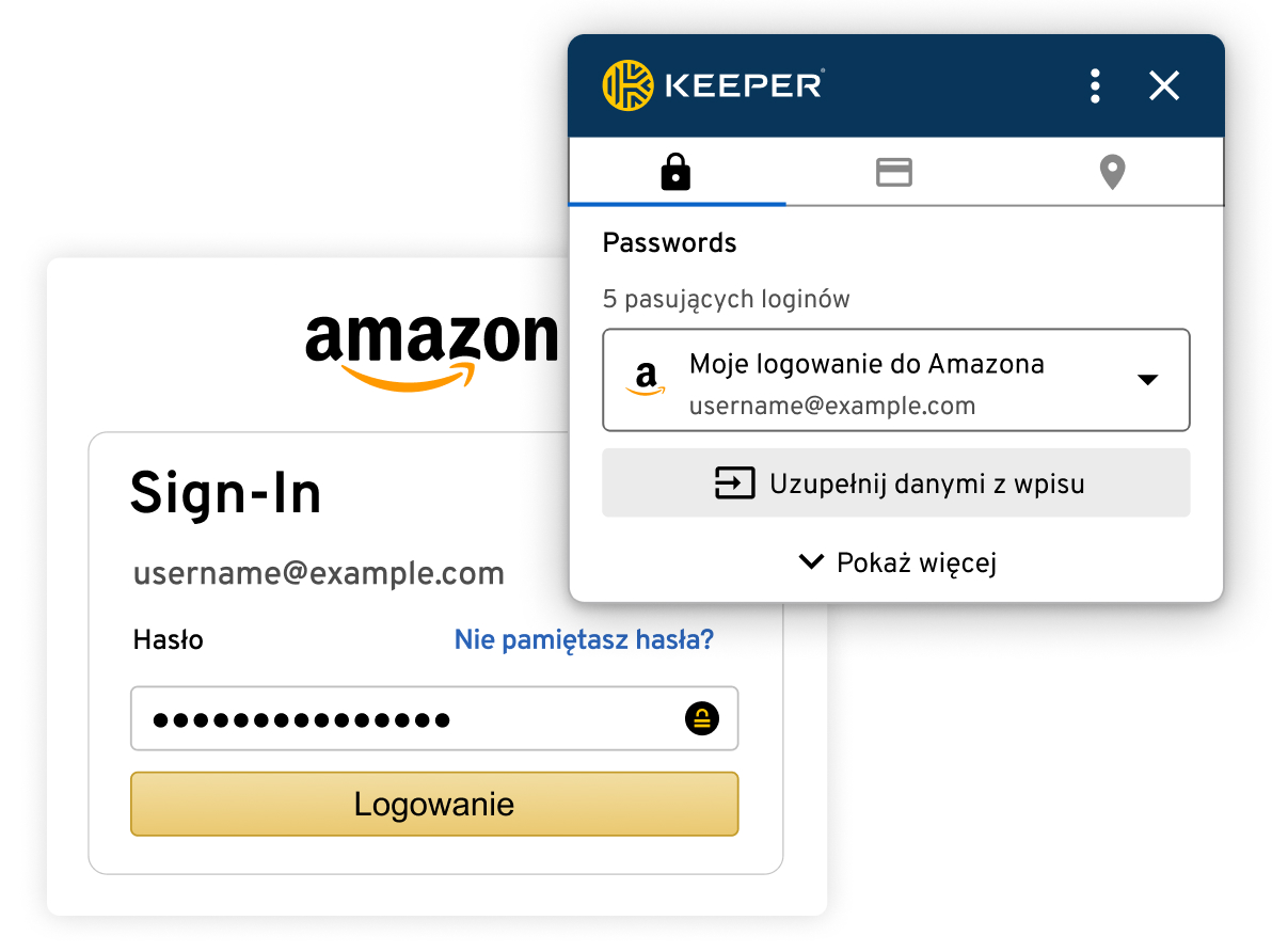 Chroń swoje hasła i uzupełniaj je automatycznie dzięki funkcji KeeperFill<sup>®</sup>