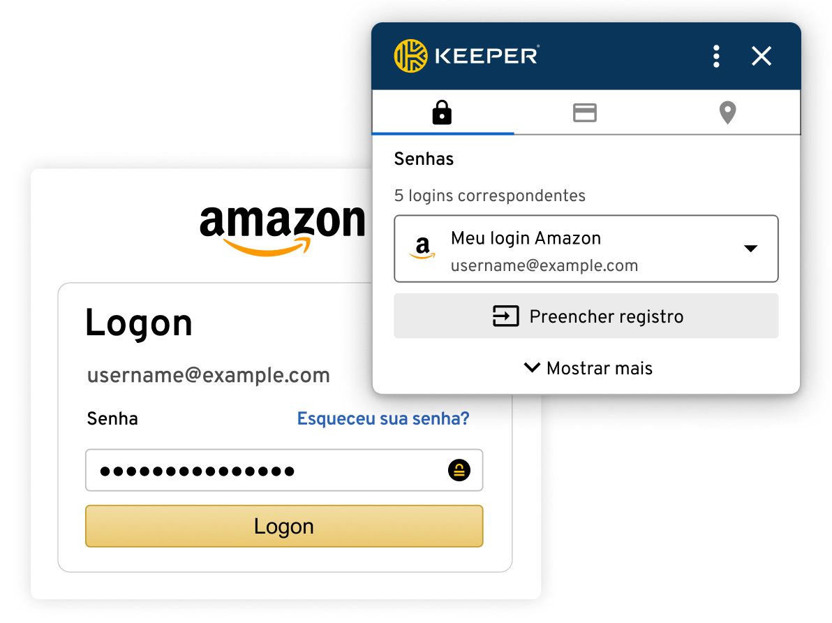 Proteja e preencha senhas automaticamente com o KeeperFill<sup>®</sup>