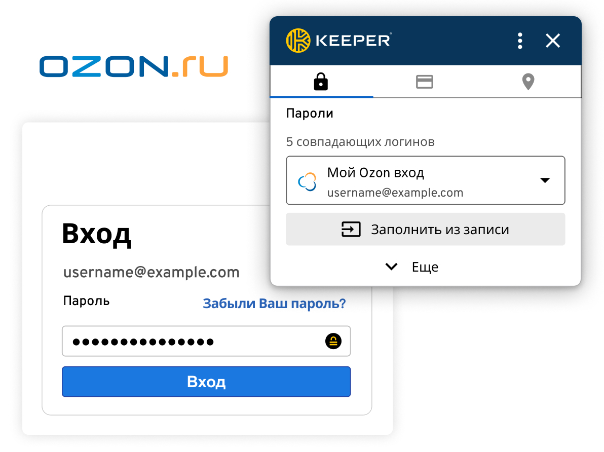 Защита и автоматический ввод паролей с помощью KeeperFill<sup>®</sup>