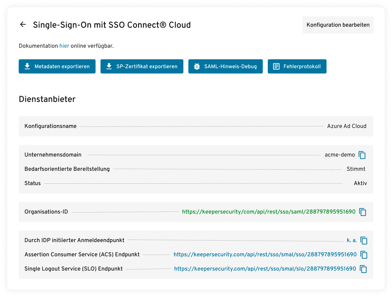 SAML-2.0-Authentifizierung mit SSO Connect Cloud
