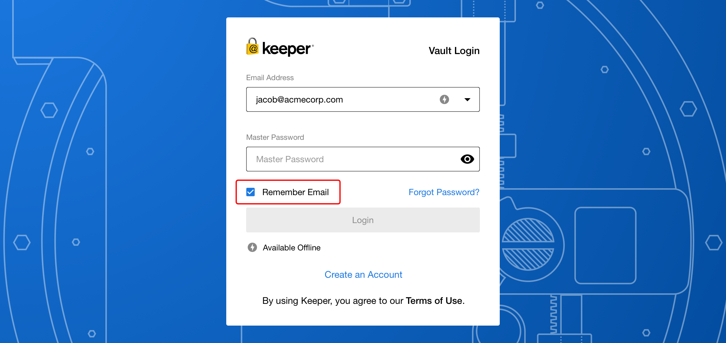 Password Keeper device. Login during