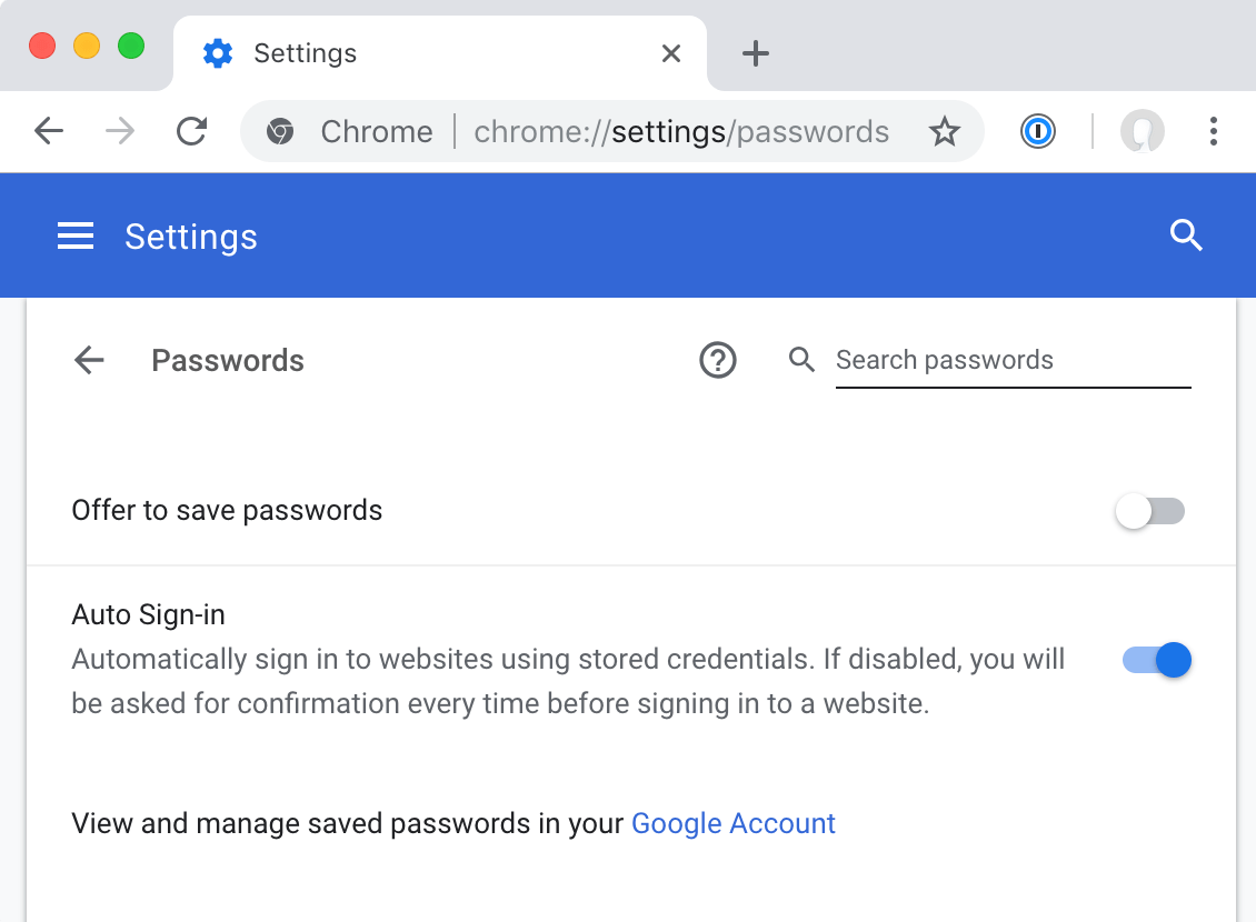 Saving your password / Signing in automatically