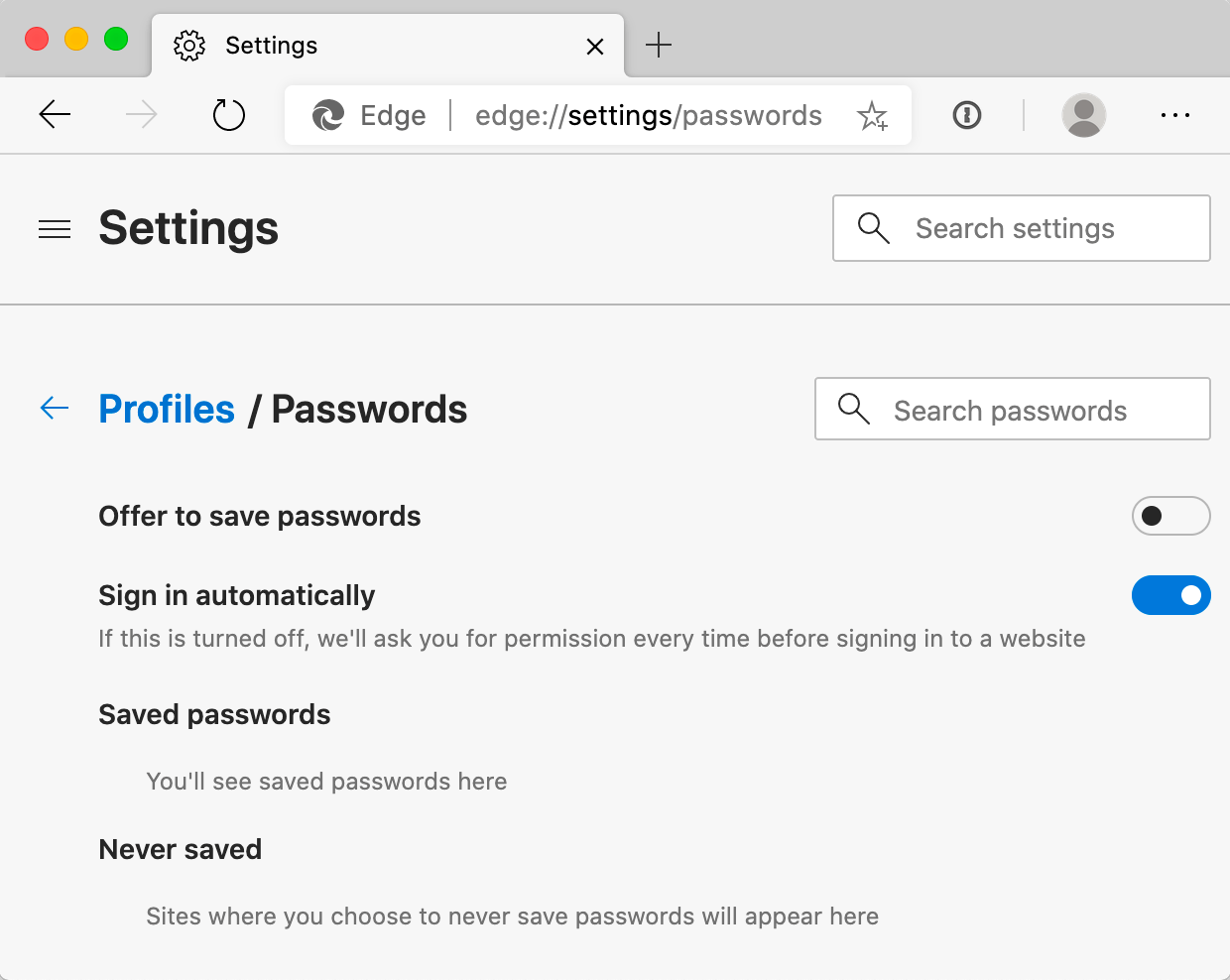 Saving your password / Signing in automatically