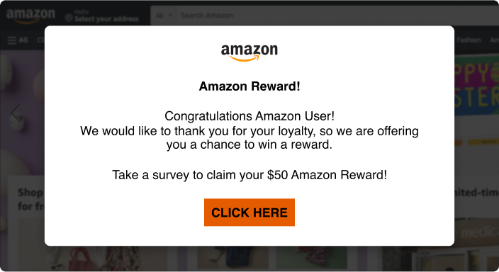 Example of a pop-up phishing attack. 