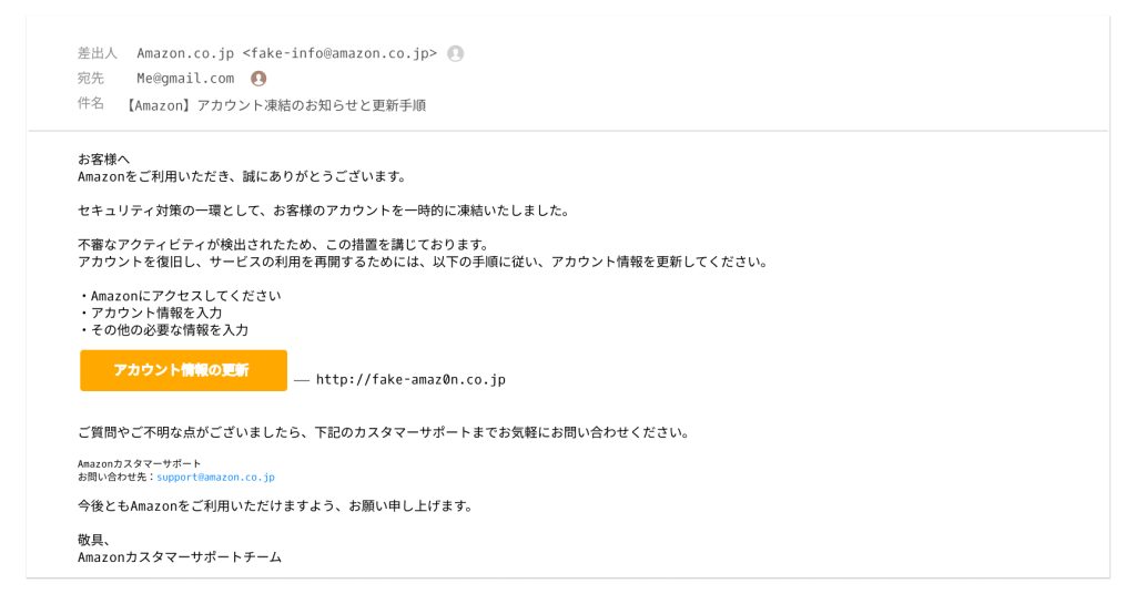 Amazonを装ったフィッシングや迷惑メールの例02