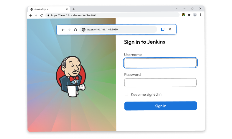 Screenshot from demo of RBI to show isolated browsing environment